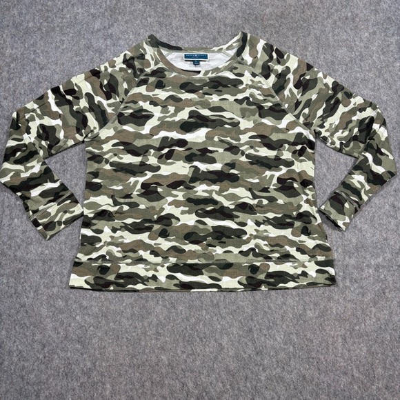 Karen Scott Tops - Karen Scott Sport Shirt Women's Size XL Henley Green Camouflage Long Sleeves Top